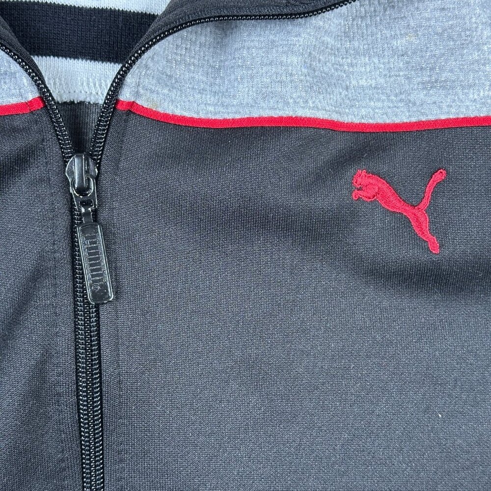 Puma Mens Full-Zip Track Jacket Black/Gray Red Striper Sz L Comfy Streetwear - Picture 7 of 11
